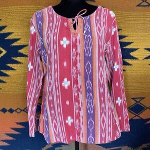 Vintage The Territory Ahead Boho Hippie Long Sleeve Blouse. 100% Cotton. Large.